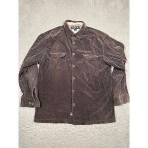 Nat Nast Mens Silk Cotton Corduroy Shirt Black Wide Wale Long Sleeve Large L
